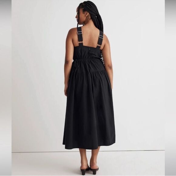 Madewell NWT Poplin Halter Tiered Midi Dress Size 00 in Color: True Black - Picture 3 of 8